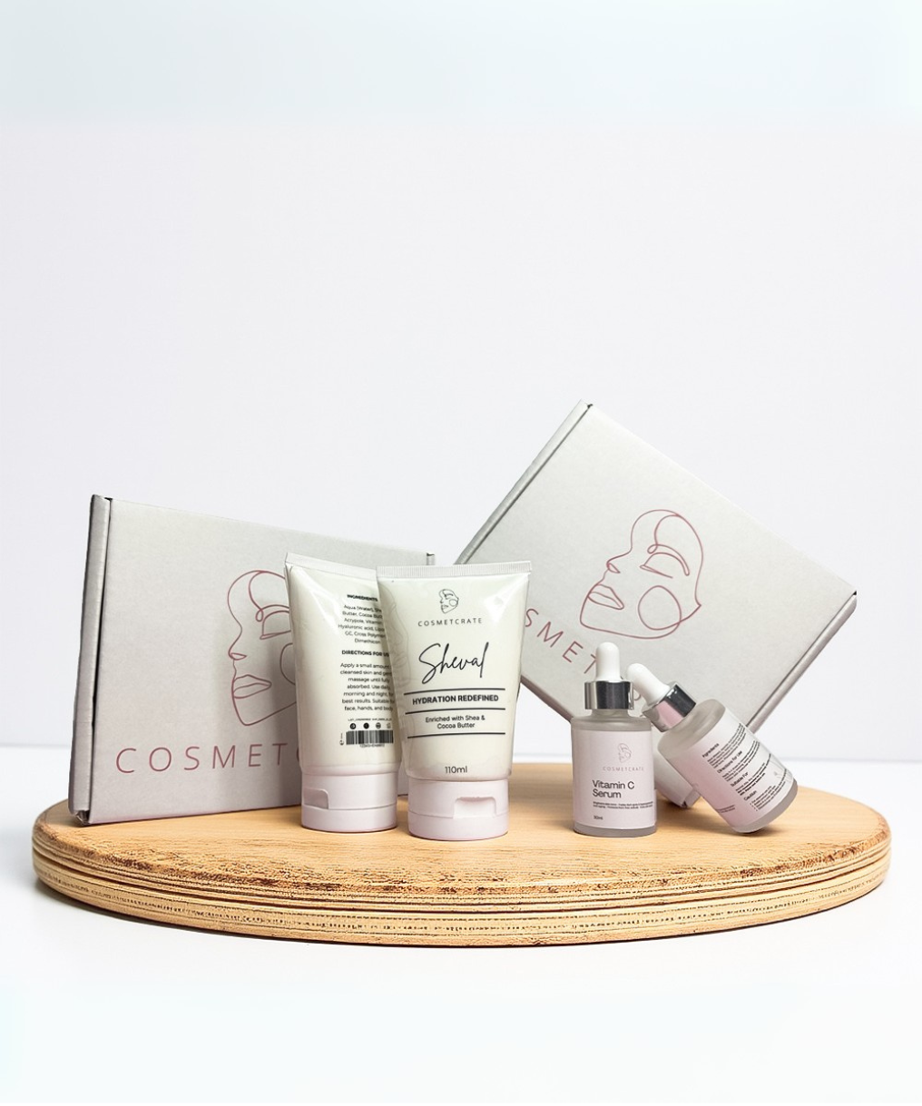 Sheval Moisturizer + Vitamin C Serum
Unveil your skin’s natural radiance with the perfect duo for everyday care. This bundle combines the deep nourishment of Sheval Moisturizer, enriched with Shea Butter, Cocoa Butter, Hyaluronic Acid, and&nbsp;Vitamin E, with the brightening power of Vitamin C Serum, infused with 15% Vitamin C, Hyaluronic Acid, Vitamin E, and Aloe Vera.